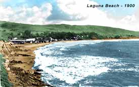Hand tinted view of Laguna Beach - 1900s beach