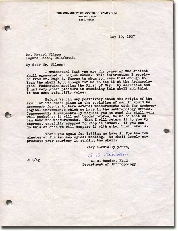 Letter from USC - 1937